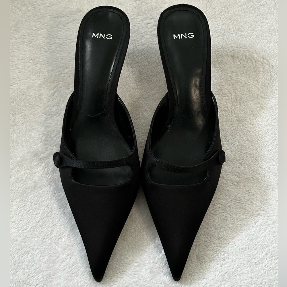 NWOT | Mango | Satin Kitten-Heel Shoes | Size 37 - Picture 2 of 8